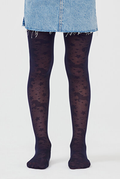 Penti Тъмносини чорапогащи с еднорог и звезда за момичета