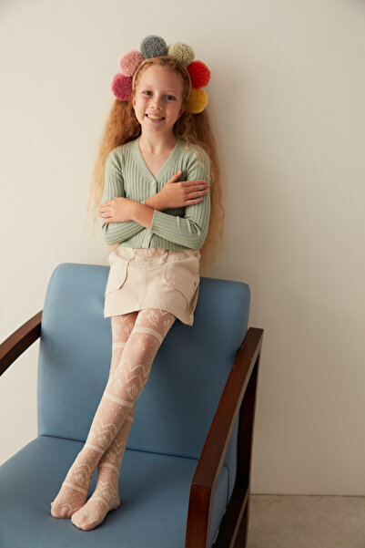 Penti جوارب طويلة منقوشة للفتيات باللون البيج