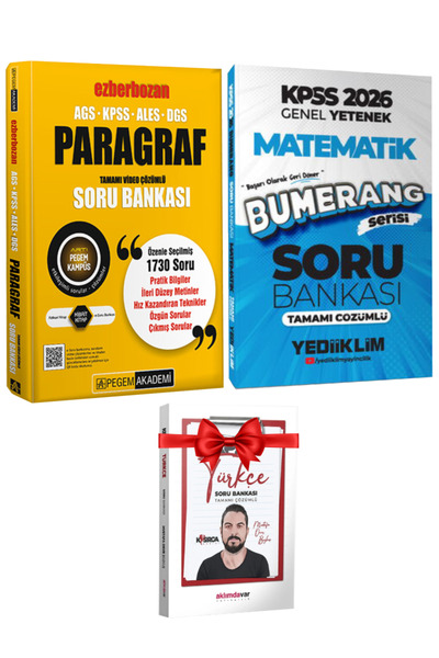 Pegem Akademi Yayıncılık AGS-KPSS-ALES-DGS Ezberbozan Paragraf Soru Bankası+M...