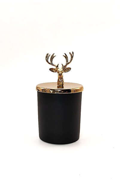 Sim hediyelik Geyik Tepelikli Siyah Boyalı Bardak Mumluk