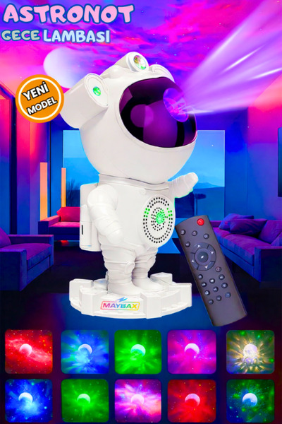 Maybax Astronot Projektör Galaxy Gökyüzü Star Projeksiyon Kumandalı Samanyolu...