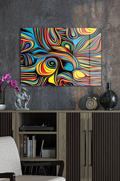 Decovetro Stakleni sto apstraktna šarena talasasta pozadina