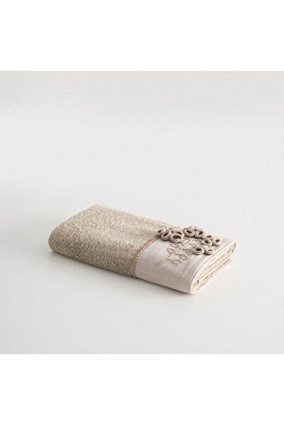 Ecocotton Masal El Yüz Havlusu %100 Organik Pamuk El Nakışlı Bej 50x90 Cm