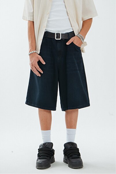 UKHWD SUPPLY Koyu Lacivert Baggy Jean Erkek Şort Jorts