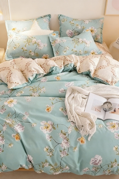 Generic 4-Piece Floral Design Bedding Set Cotton Multicolour