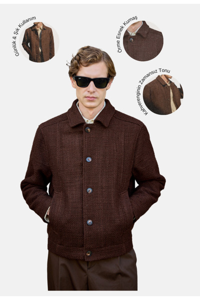 Danger Jachetă pentru bărbați din material textil de design, maro