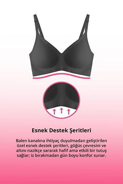 Cottonhill Seamless Bra - Pure | Siyah Lazer Kesim Dikişsiz Ayarlanabilir Askılı Balensiz Kadın Sütyen