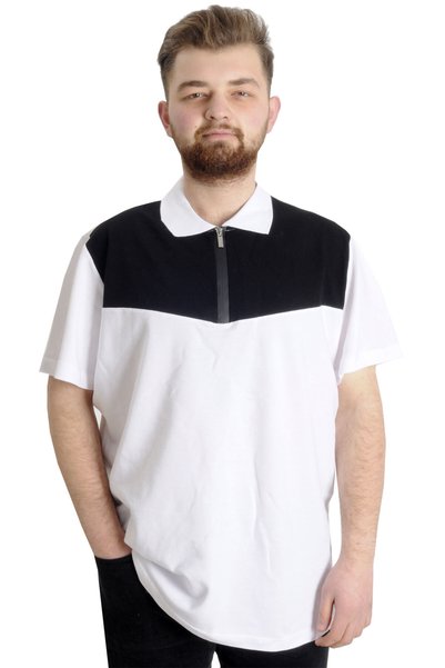 ModeXL Mode XL Large Size Men's T-Shirt Polo Fragmented 23325 White