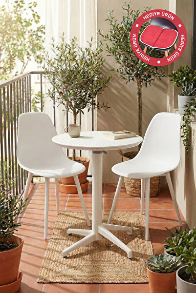 VİLİNZE Tilia Plastik Bahçe Balkon Bistro Seti Katlanır Masa 60*60 cm