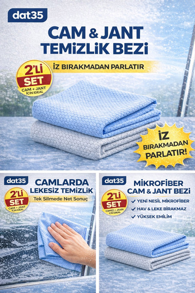 DAT35 Nicedry Mikrofiber Oto Yıkama Seti - Cam Ve Jant Bezi Ile Mükemmel Temizlik!"