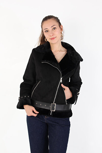 Mckanzie 2292 سترة من جلد الغزال المبطن بالفرو مع مشبك على المقبض