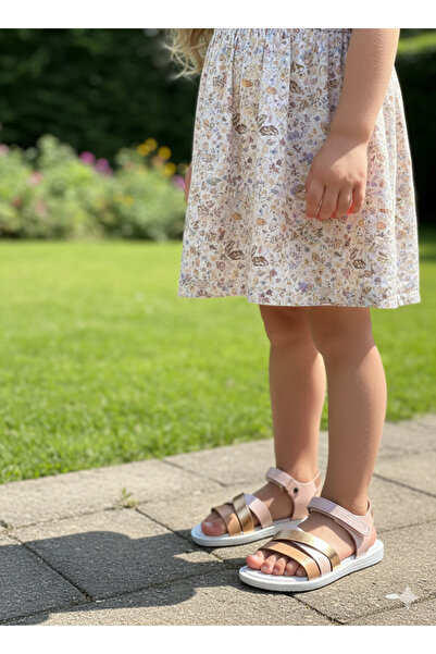 nuh kids Sandale ortopedice zilnice pentru fete, din piele naturală, pudra-dore