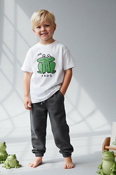 Monila طقم سترة قطنية مطبوعة على شكل ضفدع للأولاد