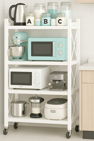 EGG 4-Shelf Metal Wire Multi-Shelf Foldable Storage Rack for Garage/Kitchen/H...