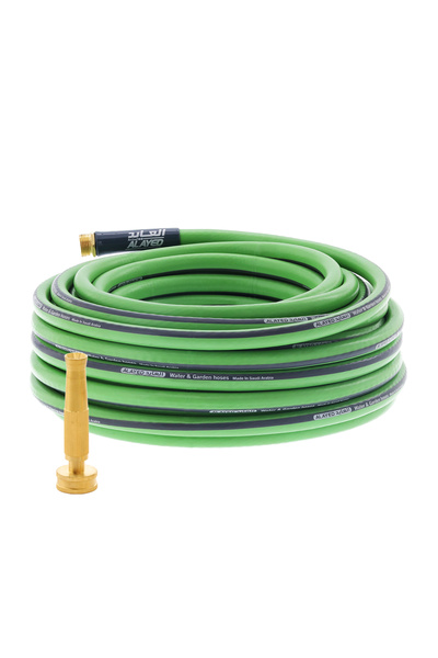 ALAYED خرطوم لي مياه الحديقة 16 مم 30 من مصنع العايد م مع فوهة رشاش نحاسي