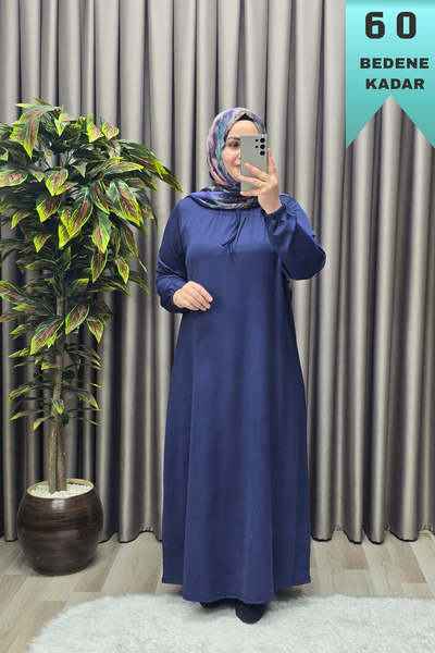 Elmas Tesettür Γυναικεία Ρούχα Χιτζάμπ Μεγάλου Μεγέθους Φόρεμα Λίνα με τετράγ...