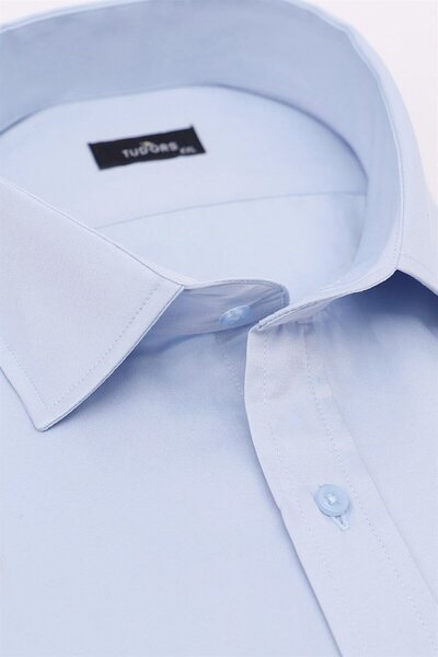 Tudors Velká saténová pánská modrá košile