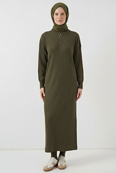 Hiccup Bdart Mock Neck Ribbed Knitwear Dress