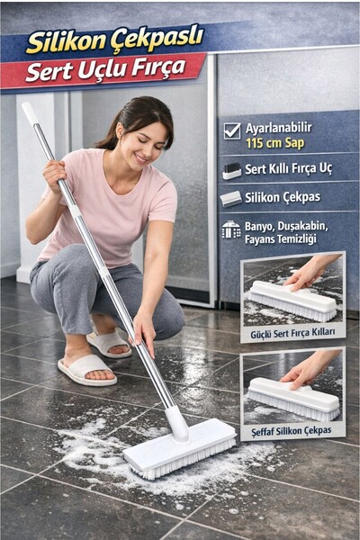 Manosta 360° Döner Başlıklı Temizlik Fırçası Sert Uçlu Çekpaslı Çok Fonksiyon...