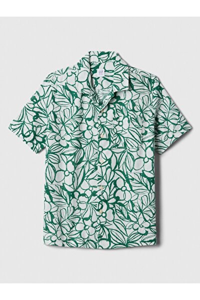 GAP Erkek Çocuk Yeşil Keten Karışımlı Vacay Gömlek