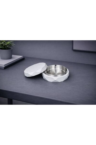 Nebron Dekoratif, Kapaklı Kül Tablası, Çelik İç hazne, Sert Plastik Dış Tasar...