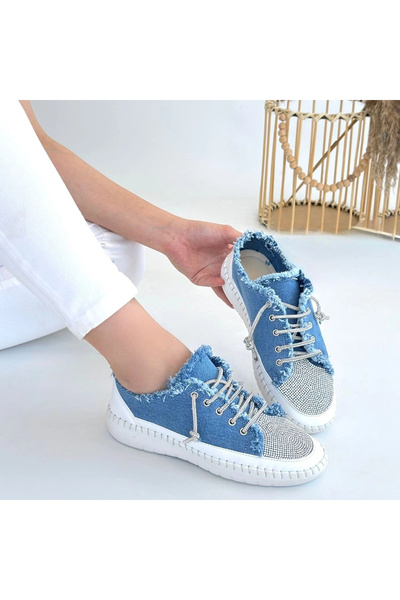 WE&ME Enber Blue Denim Lace-Up Sneakers