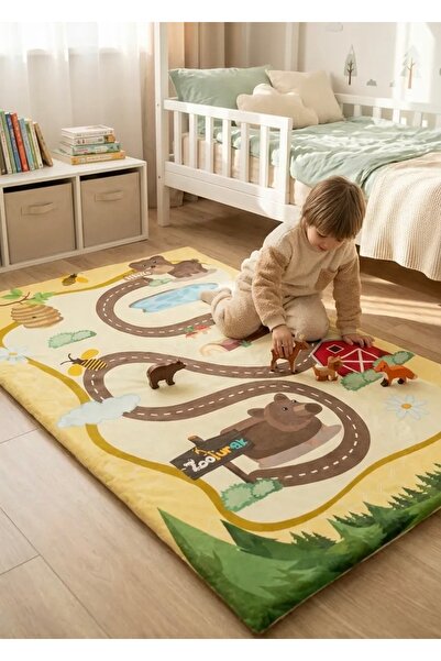 zooturak Çocuk Oyun Matı Bebek Minderi Ayı 100x150