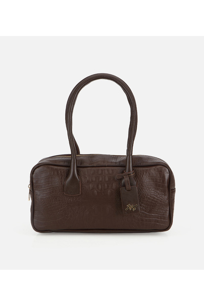 Hotiç Kadın Deri Kahverengi Bowling Omuz Çantası