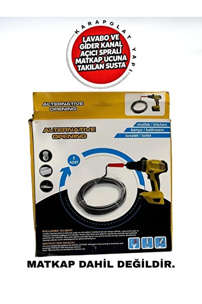 KarapolatYapı Lavabo Ve Gider Kanal Açıcı Spirali Matkap Ucunu Takılan Susta(...