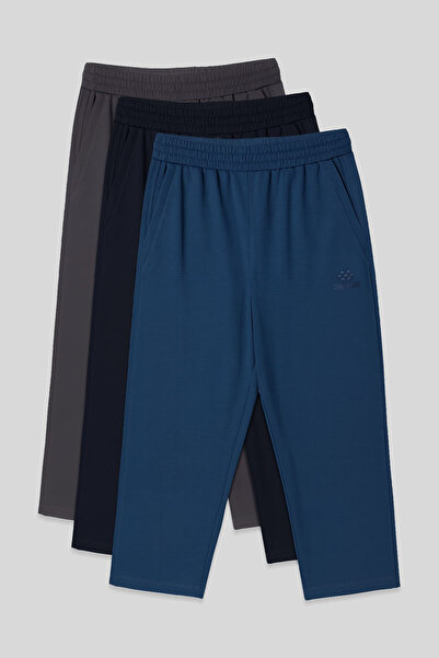 TOMMY LIFE Standart Fit 3lü Paket Koyu Gri-Lacivert-Parlament Erkek Kapri - 8...