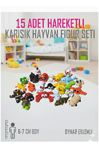 Bebelove 15 Adet Eklemleri Hareketli, Organik, Eğitici Minik Hayvan Figür Oyu...
