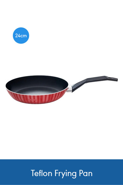 Saif Plus مقلاة تيفلون 24 سم - حمراء، مقلاة متينة لطهي سلس وتنظيف سهل