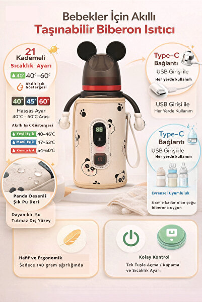 Xo Dijital Ekranlı Panda Figürlü Deri Süt ve Biberon Isıtıcı (CF23)