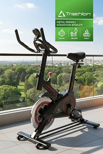 Triathlon T-223 Spin Bike | Dijital Ekranlı Kondisyon Bisikleti | Ev Tipi Dik...