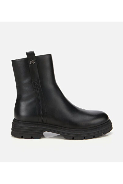 Hotiç Kadın Deri Siyah Yumuşak Dokulu Bilekte Düz Bot