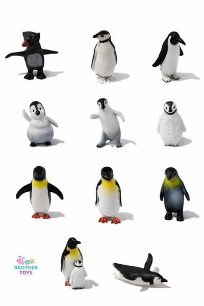 Brother Toys 12'li Kaliteli Mini Et Dolgulu Penguen Figür Oyuncaklar 5 Cm.