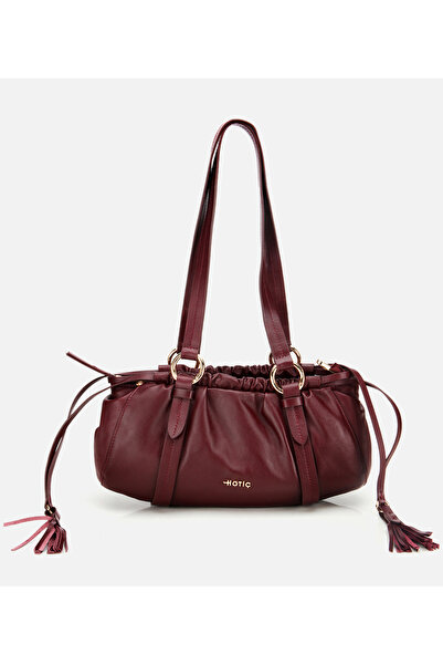 Hotiç Kadın Deri Bordo Yumuşak Dokulu Bowling Omuz Çantası