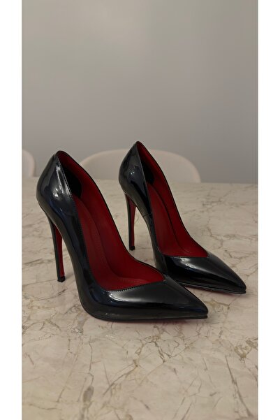 MYVOLANTE Черни лачени дамски обувки с висок ток 12 см