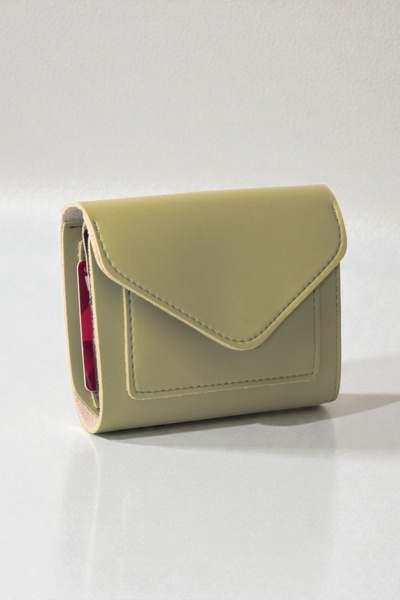 dericom محفظة صغيرة من الجلد الناعم باللون الأخضر - مزودة بمشبك وسحاب، وحامل ...