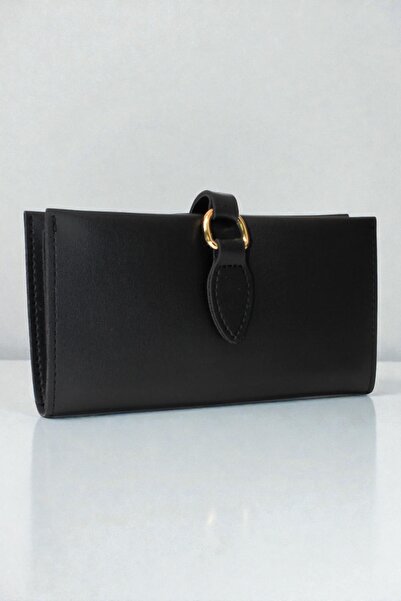 dericom محفظة نسائية سوداء من الجلد الناعم، متعددة الأقسام مع سحاب في المنتصف...