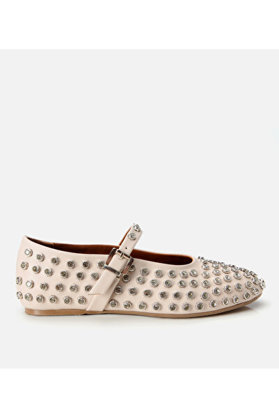 Hotiç Women's Beige Stone Ballerinas