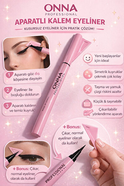 Sibelon Eyeliner Çekme Aparatlı Likit Kalem Eyeliner Pembe Ambalaj