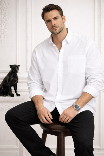 Varetta Muška bela košulja velike veličine Sa džepovima Oversize kroj obična ...