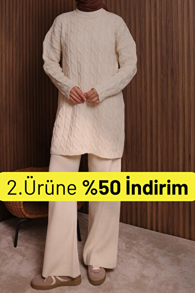 Balenbi Set de tricotaje pentru femei supradimensionat cu model de împletitur...