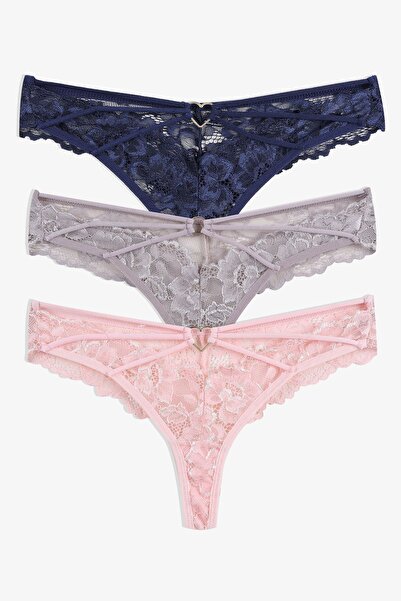 koza iç giyim Жіночі фантазійні стрінги з мережива з 3 частин