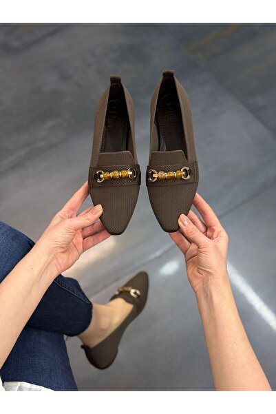 DİVA Καφέ Πλεκτά Με χάντρες Γυναικεία Casual Μπαλαρίνα