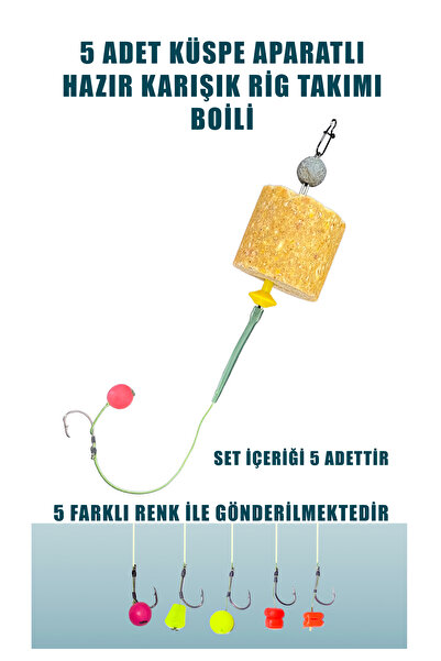 SAZAN RİG Küspe Aparatlı Karışık Rig Takımı 5’li Set Takımı Küspe Tutuculu Ri...