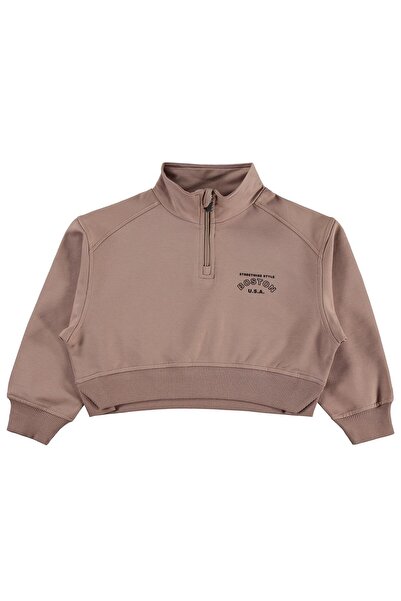 Mışıl Kids Yarım Fermuarlı 10-13 Yaş Eşofman Takımı - Bej 10-11 Yaş