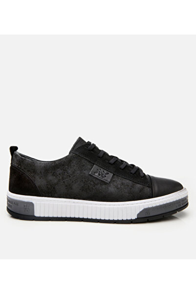 Hotiç Erkek Deri Siyah Baskılı Spor Ayakkabı