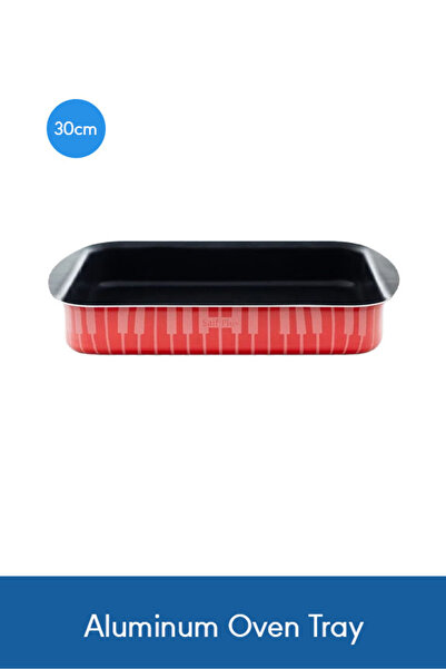 Saif Plus Aluminum Oven Tray 30 cm – Rectangular Red Design for Baking, Roast...